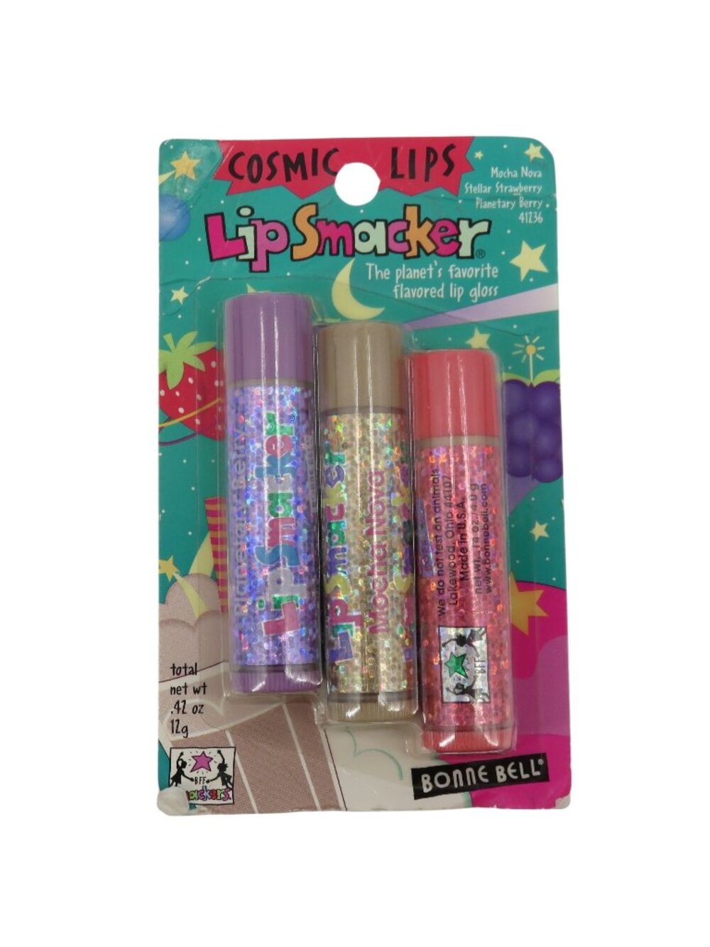 Bonne Bell Cosmic Lips Lip Smacker Mocha Nova Stellar Strawberry Planetary Berry